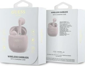 Słuchawki Guess Guess Bluetooth headphones GUTWSJ14ESGP TWS + docking station pink/pink Printed Classic Logo 4