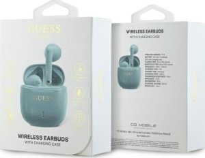 Słuchawki Guess Guess Bluetooth headphones GUTWSJ14ESGQ TWS + docking station turquoise/turquoise Printed Classic Logo 4