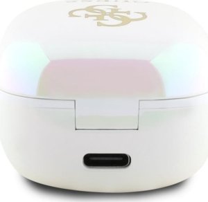 Słuchawki Guess Guess Bluetooth headphones GUTWSJ144ESH TWS + docking station white/white Iridescent 4G Printed Logo 5