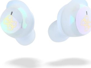Słuchawki Guess Guess Bluetooth headphones GUTWSJ144ESH TWS + docking station white/white Iridescent 4G Printed Logo 6