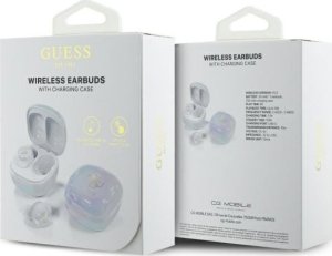 Słuchawki Guess Guess Bluetooth headphones GUTWSJ144ESH TWS + docking station white/white Iridescent 4G Printed Logo 7