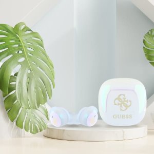 Słuchawki Guess Guess Bluetooth headphones GUTWSJ144ESH TWS + docking station white/white Iridescent 4G Printed Logo 9
