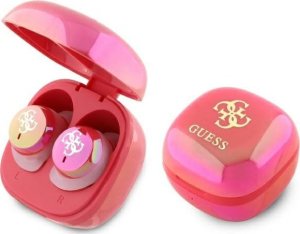 Słuchawki Guess Guess Bluetooth headphones GUTWSJ144ESF TWS + docking station fuchsia/fuschia Iridescent 4G Printed Logo 1