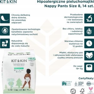 Kit and Kin , Pieluchomajtki Nappy Pants 8 YP2 (19kg+), Frog/Llama, 14 szt. 2