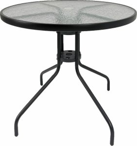 Zestaw ogrodowy kawowy na taras dla 4 osób stół fi90 i krzesła czarny 2