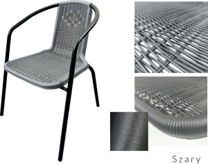 Zestaw ogrodowy kawowy na taras dla 6 osób stół fi90 i krzesła szary 3