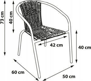 Zestaw ogrodowy kawowy na taras dla 6 osób stół fi90 i krzesła szary 4