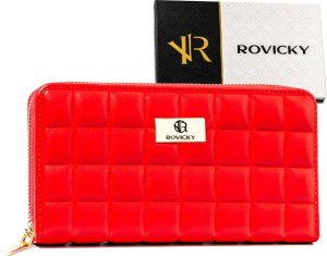 Rovicky Czerwony portfel damski ze skóry ekologicznej z pikowanym panelem - Rovicky NoSize 1