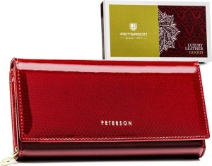 Peterson Portfel damski skórzany czerwony lakierowany na karty - Peterson NoSize 1