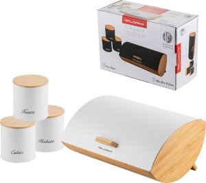 Chlebak Florina Zestaw kuchenny chlebak i 3 pojemniki na kawę herbatę cukier Elegant biały 1