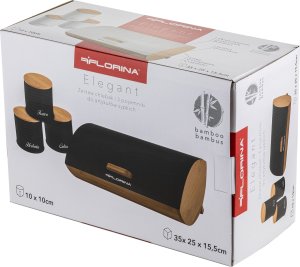 Chlebak Florina Zestaw kuchenny chlebak i 3 pojemniki na kawę herbatę cukier Elegant czarny 11