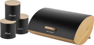 Chlebak Florina Zestaw kuchenny chlebak i 3 pojemniki na kawę herbatę cukier Elegant czarny 2