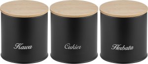 Chlebak Florina Zestaw kuchenny chlebak i 3 pojemniki na kawę herbatę cukier Elegant czarny 4