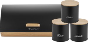 Chlebak Florina Zestaw kuchenny chlebak i 3 pojemniki na kawę herbatę cukier Elegant czarny 6