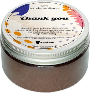 Cup&You Kawa Thank You - o smaku waniliowym, spakowana w eleganckie pudełko mieszczące 100g ziaren 100% Arabica, idealny podarunek dla bliskich 2