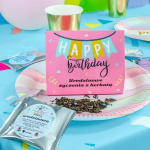 Cup&You Urodzinowa torebka z herbatą - zestaw 5 saszetek z sypaną herbatą o różnych smakach : zdrowie, szczęście, radość, witalność, urodzinowa 4