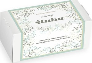 Cup&You Zestaw prezentowy Big Box ŚLubny- Zestaw herbat z okazji Ślubu: 20 saszetek - 20x 5g z herbatą o różnych smakach, Matowe kubki z zaparzaczem biały i czarny, świeca sojowa bukiet piwonii, herbata 5