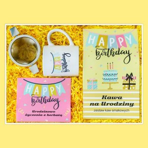 Cup&You Birthdaybox URODZINOWE ŻYCZENIA - Kawa, herbata, kubek i zaparzacz to idealna kompozycja prezentowa dla najbliższych na różne okazje 1