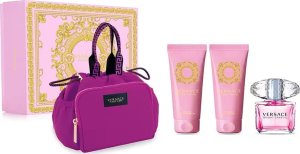 Versace Versace Bright Crystal zestaw woda toaletowa spray 90ml + żel pod prysznic 100ml + balsam do ciała 100ml + torba kosmetyczna 1