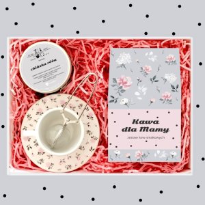 Cup&You Zestaw prezentowy dla mamy. Zestaw kaw o różnych smakach, czarna herbata, kwiecista filiżanka i zaparzacz. 2