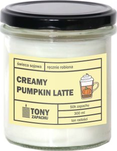 Cup&You Naturalna świeca sojowa Creamy Pumpkin Latte o zapachu dyni i spienionej śmietanki, w szklanym naczyniu, idealna jako podarunek dla bliskich, 300ml 1