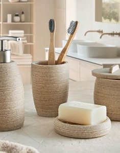Kleine Wolke Kleine Wolke Sand Kubek łazienkowy kompozyt ceramiczny Eco Care beż macadamia 1