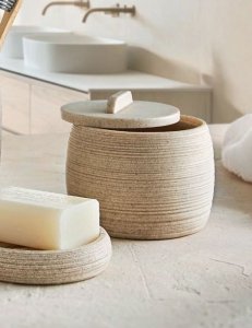 Kleine Wolke Kleine Wolke Sand Pojemnik na waciki kompozyt ceramiczny Eco Care beż macadamia 1