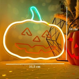 Dekoracja świąteczna Forever Light Neon LED dynia ścienny na USB 25x32,5x1,6cm halloween 3