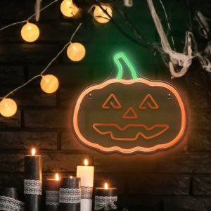 Dekoracja świąteczna Forever Light Neon LED dynia ścienny na USB 25x32,5x1,6cm halloween 4