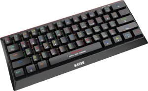 Klawiatura Marvo Marvo Hecate 61B, klawiatura US, do gry, mechaniczna rodzaj przewodowa (USB), czarna, RGB, niebieskie przełączniki 5