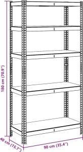 vidaXL Regał z 5 półkami, niebieski, stal i materiał drewnopochodny 12