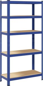vidaXL Regał z 5 półkami, niebieski, stal i materiał drewnopochodny 2
