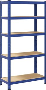 vidaXL Regał z 5 półkami, niebieski, stal i materiał drewnopochodny 6