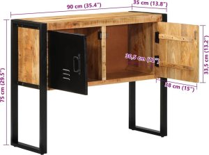 vidaXL Szafka konsolowa, 90x35x75 cm, surowe drewno mango 12