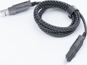 Kabel USB ForCell USB-A + USB-C - USB-C + Lightning 1 m Czarno-srebrny 5