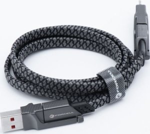 Kabel USB ForCell USB-A + USB-C - USB-C + Lightning 1 m Czarno-srebrny 6