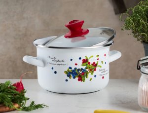 Emalia Olkusz Garnek emaliowany z pokrywką Borówka 2 L EMALIA OLKUSZ 2