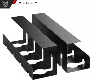 Alogy Organizer kabli pod blat półka na kable listwe przewody blat biurko biurkowy aluminiowy uchwyt Alogy 40cm Czarny 17