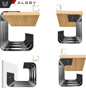 Alogy Organizer kabli pod blat półka na kable listwe przewody blat biurko biurkowy aluminiowy uchwyt Alogy 40cm Czarny 6