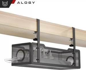 Alogy Organizer kabli pod blat półka na kable listwe przewody blat biurko biurkowy metalowy Alogy 34cm Czarny 11