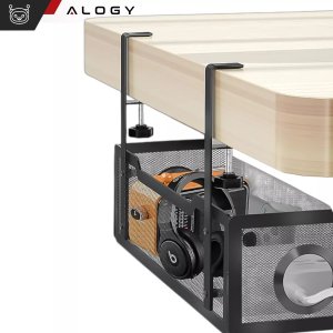 Alogy Organizer kabli pod blat półka na kable listwe przewody blat biurko biurkowy metalowy Alogy 34cm Czarny 12
