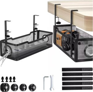 Alogy Organizer kabli pod blat półka na kable listwe przewody blat biurko biurkowy metalowy Alogy 34cm Czarny 15