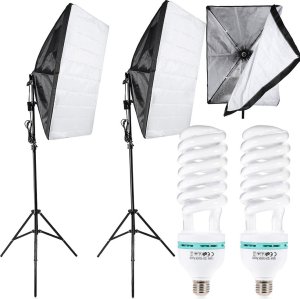 Zestaw studyjny Verk 2x 135w lampa światło soft box zestaw statyw domowe studio foto żarówka 2x 135w lampa światło soft box zestaw statyw domowe studio foto żarówka 1