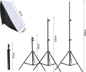 Zestaw studyjny Verk 2x 135w lampa światło soft box zestaw statyw domowe studio foto żarówka 2x 135w lampa światło soft box zestaw statyw domowe studio foto żarówka 8