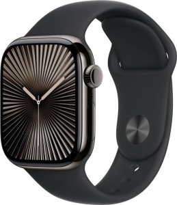 Smartwatch Apple Watch Series 10 GPS + Cellular, koperta 42 mm z tytanu w kolorze łupkowym z paskiem sportowym w kolorze czarnym - rozmiar M/L 1
