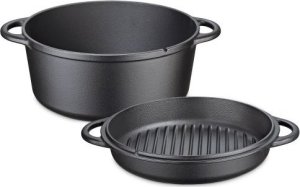 Kuchenprofi Garnek z pokrywą/patelnią grillową, żeliwo, 5,0 l, śred. 26 cm / Kuchenprofi 1