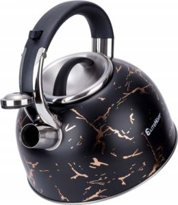 Elitehoff Czajnik tradycyjny stalowy 3 L czarny marmur z gwizdkiem indukcja gaz Elitehof E 5155 4