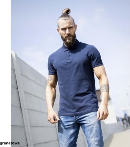 Ardon ARDONZIDYN - Męska koszulka polo z wstępnie pranej bawełny odporniejszej na blaknięcie kolorów materiał z silikonowym - granatowa 4XL 5