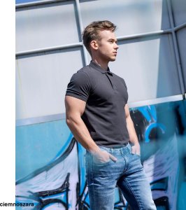 Ardon ARDONZIDYN - Męska koszulka polo z wstępnie pranej bawełny odporniejszej na blaknięcie kolorów materiał z silikonowym - ciemnoszara S 8