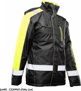 Kurtka męska Polstar ORKU - Kurtka parka RIVAL zapięcie zamek listwa kaptur ocieplany odpinany kołnierz ocieplony polarem odblaski pasy - czarno-żółty (ca) 4XL. 3